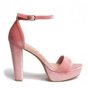 NEW Wet Seal Velvet Pink Blush Ankle Strap Heel